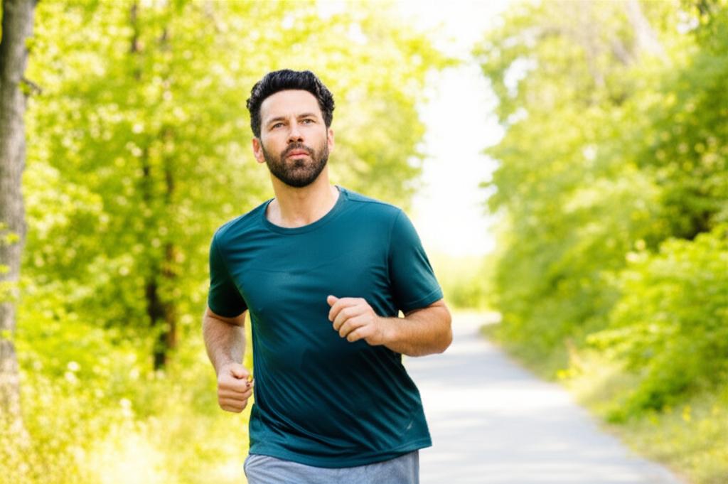 Man looking confident and energetic, enjoying outdoor activity